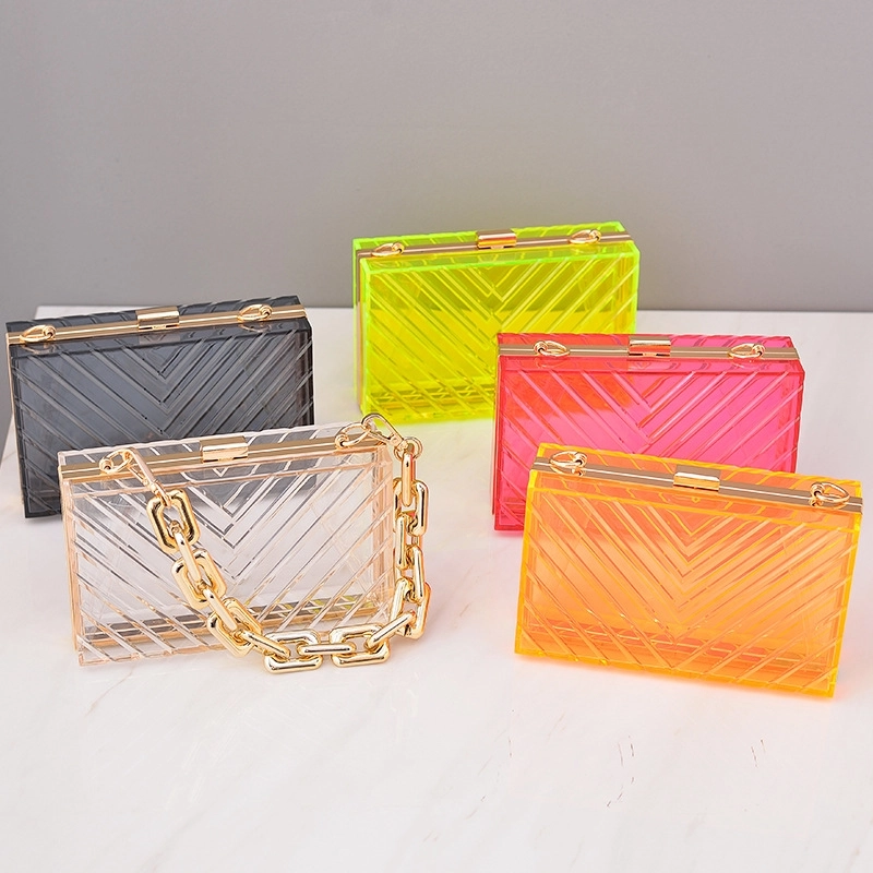 PVC Metal Solid Color Square Evening Bags-NH10216965
