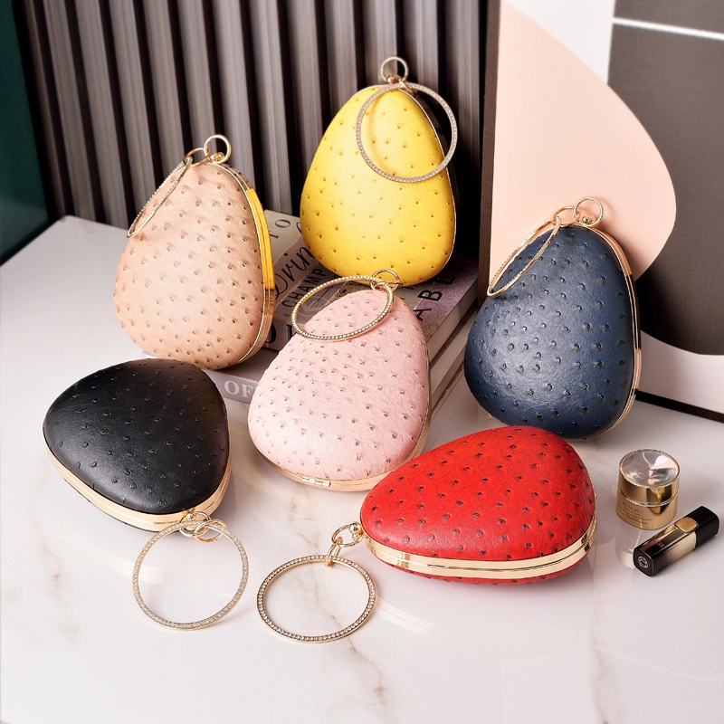 Red Yellow Black Pu Leather Solid Color Oval Evening Bags-NH10350532